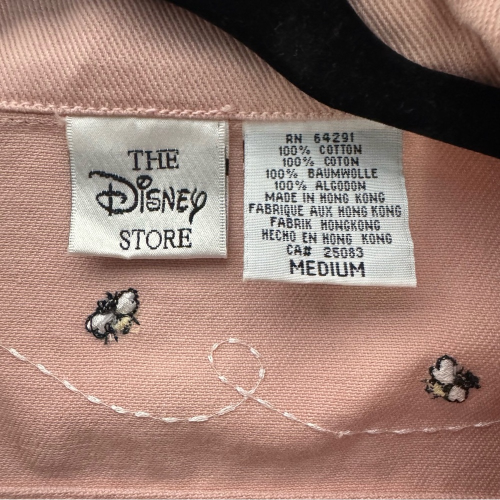 Vintage 90s Disney Winnie the Pooh Pastel Pink Cropped Denim Jacket Size Medium - Picture 3 of 12